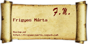Frigyes Márta névjegykártya