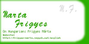 marta frigyes business card